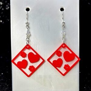 Red Heart Dangle Earrings